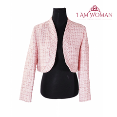 I Am Woman Pink Tweed Cropped Jacket