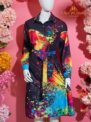 Black, Rainbow Splatter Paint, Butterfly Print Shirt