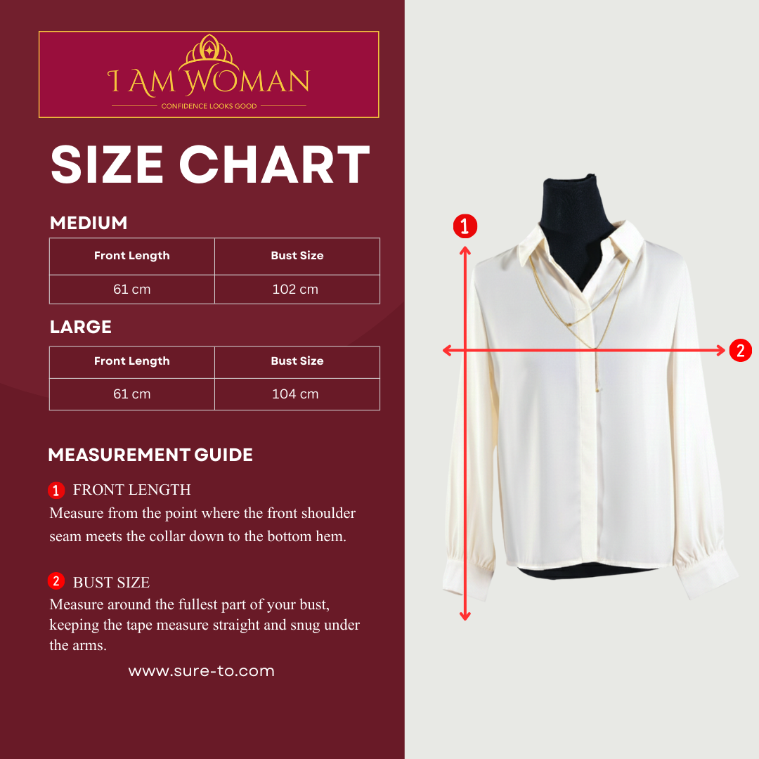 I Am Woman Off-White, Long Sleeve Blouse with Collar