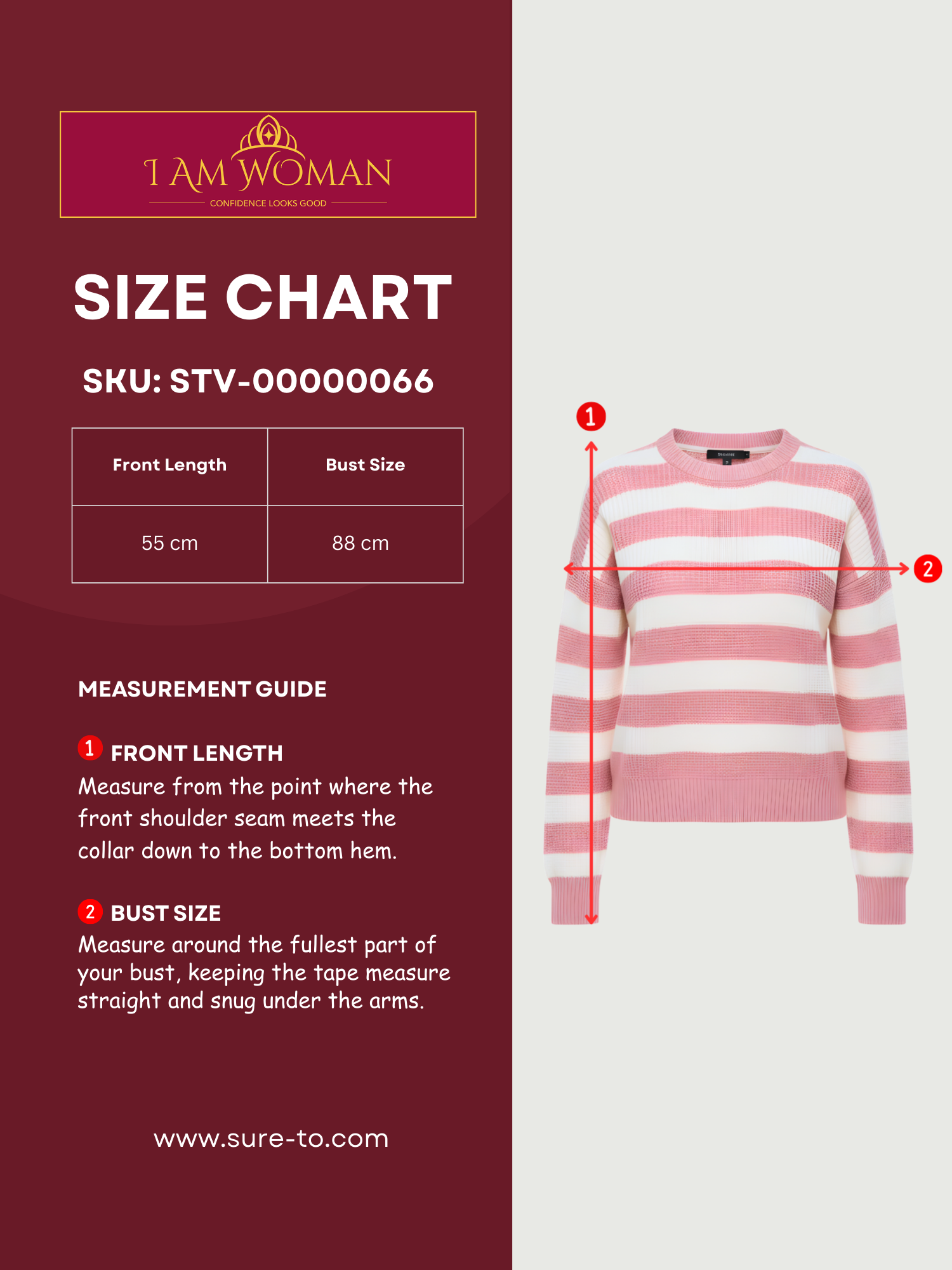 I Am Woman Pink and Beige Striped Sweater