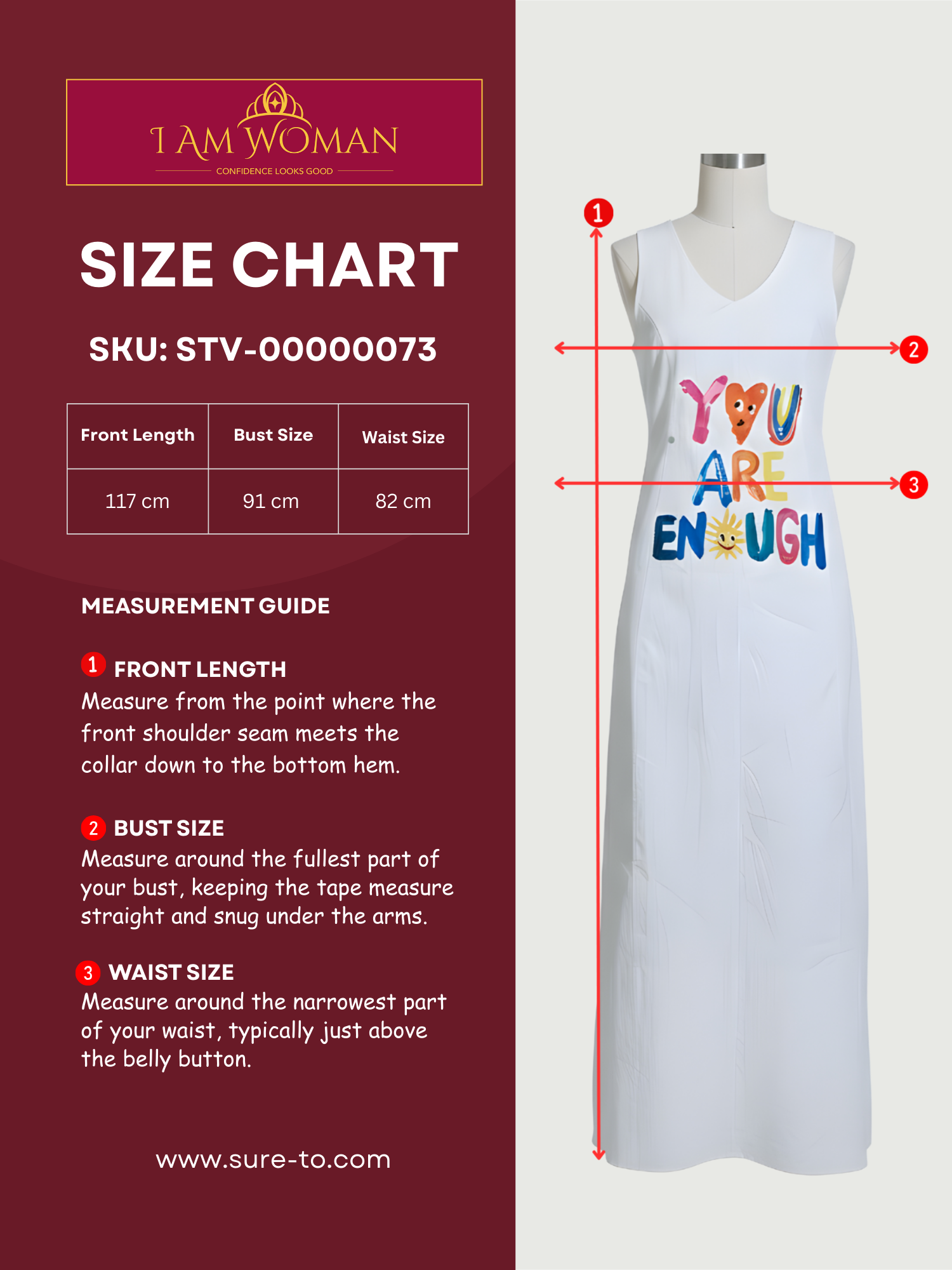I Am Woman Off White "You Are Enough" Maxi Dress
