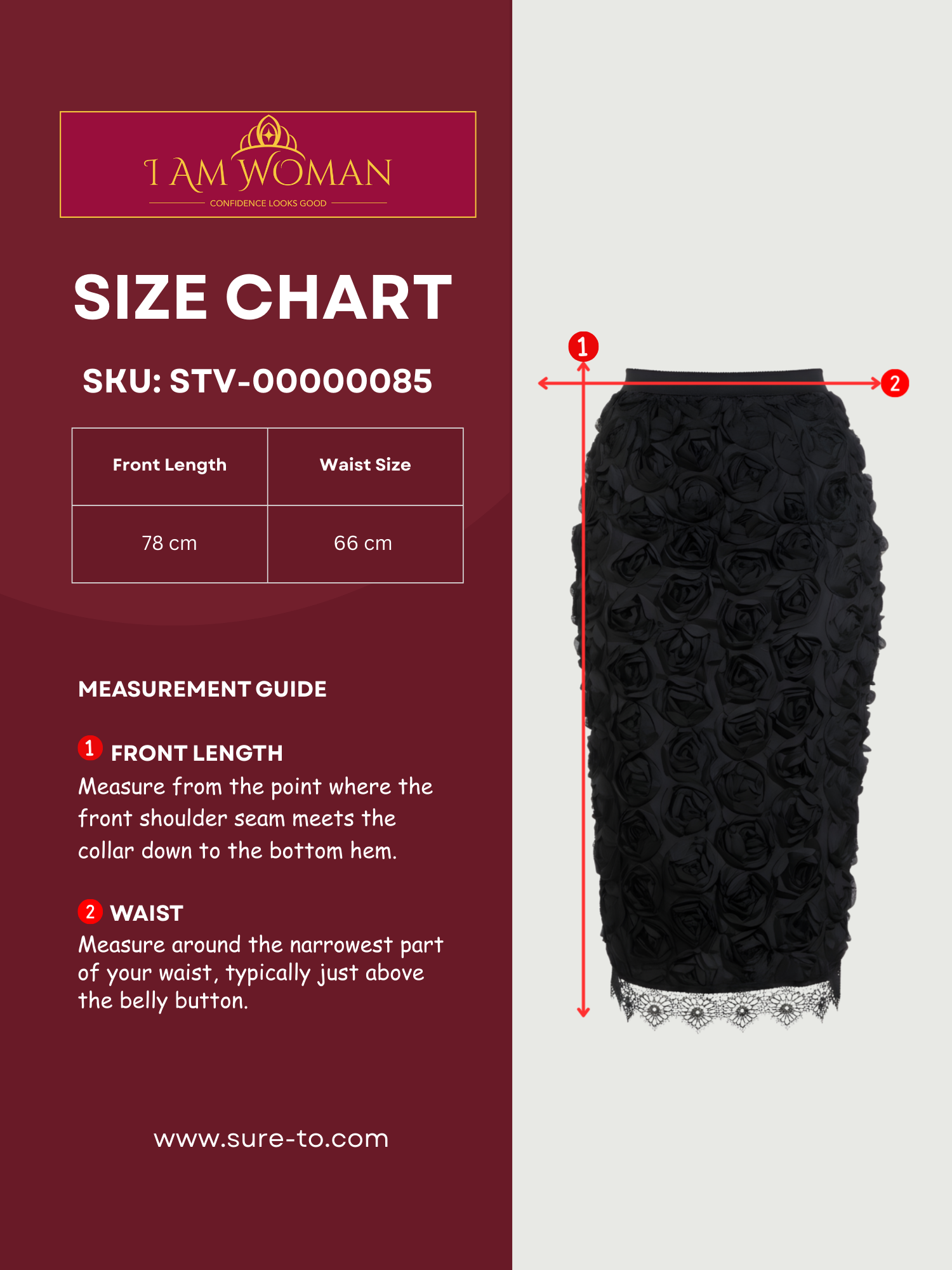 I Am Woman Black 3D Rose Skirt