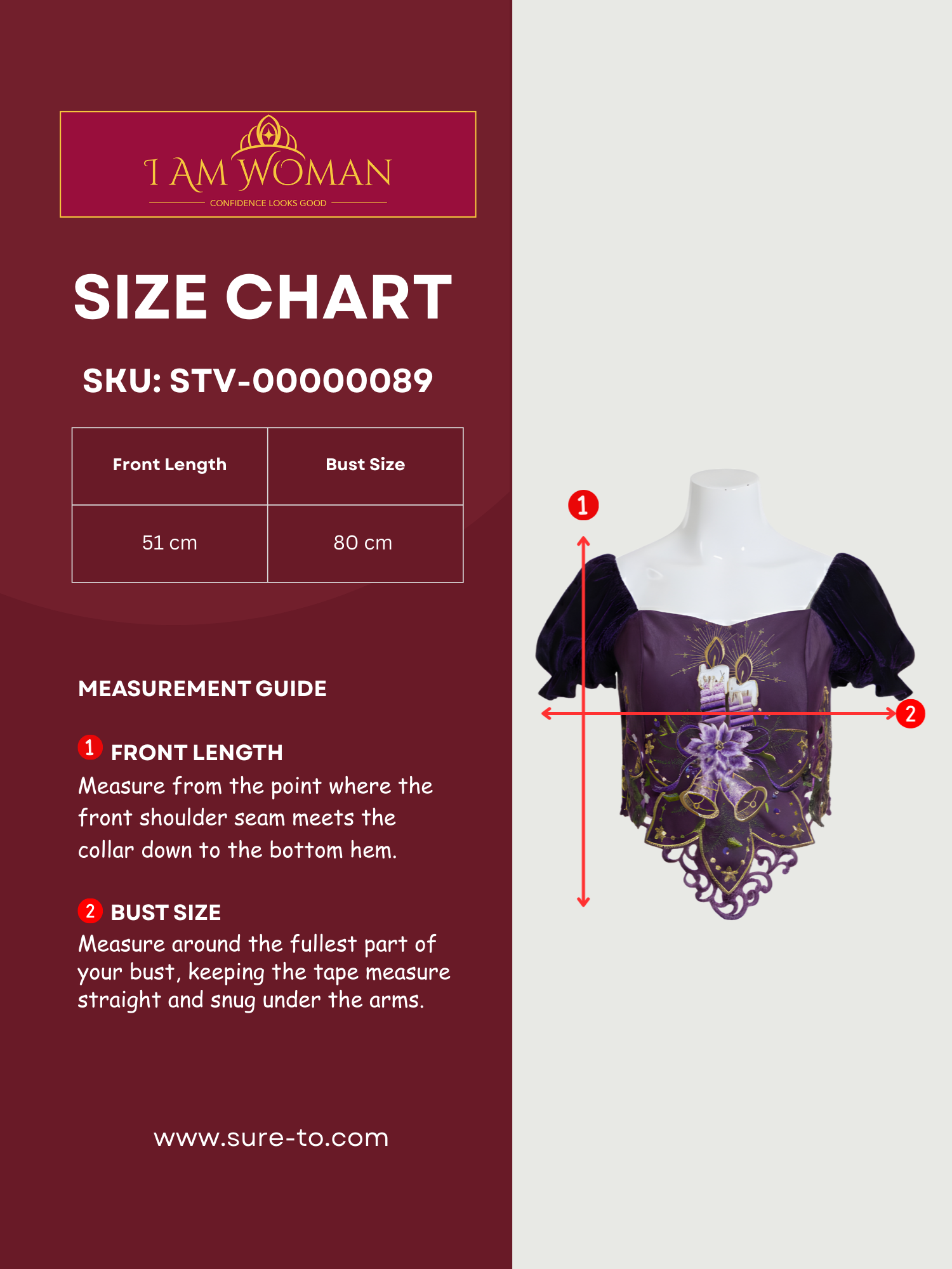 I Am Woman Purple Embroidered Velvet Top