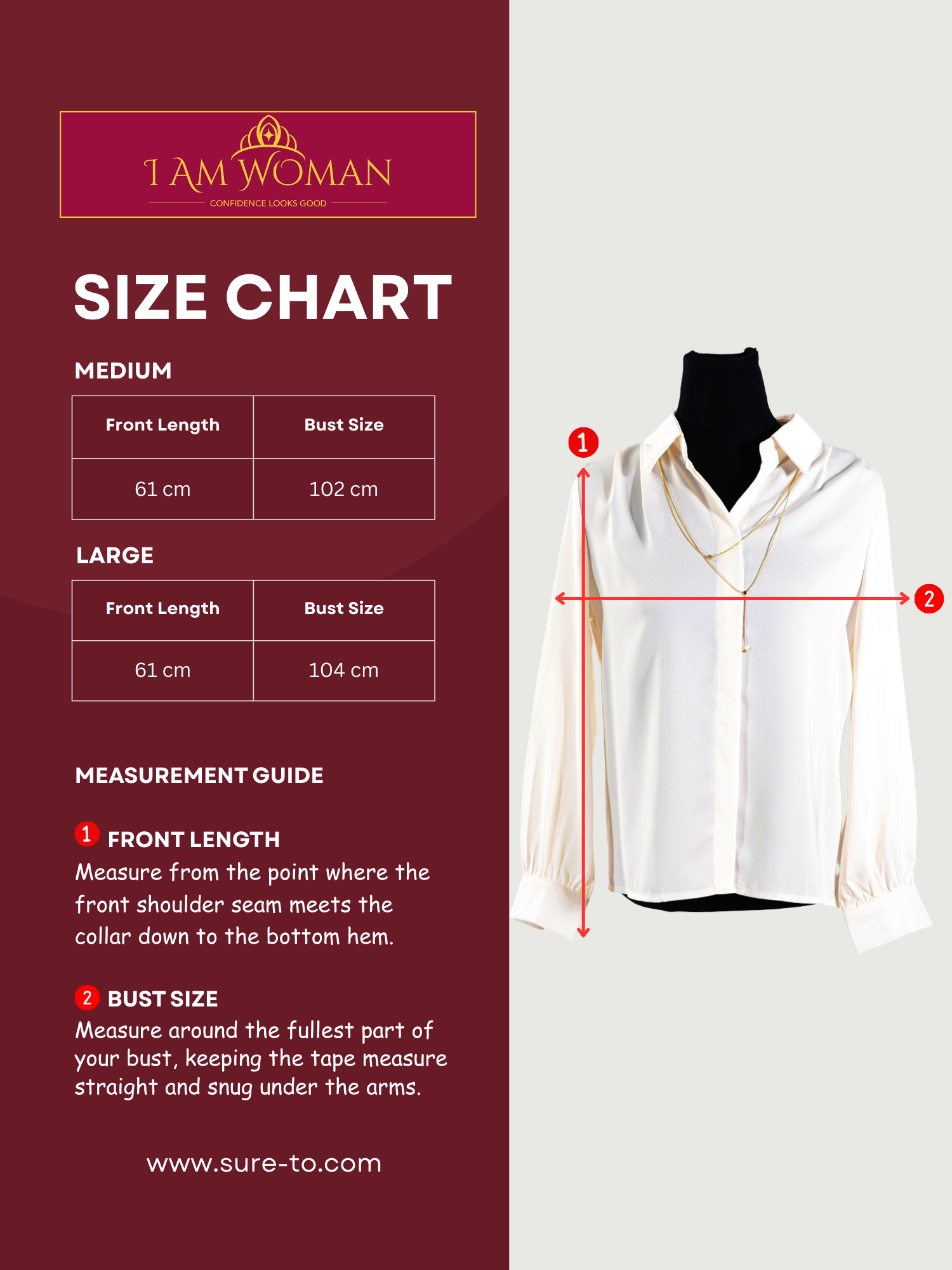 I Am Woman Light Beige Button Down Blouse with Chain