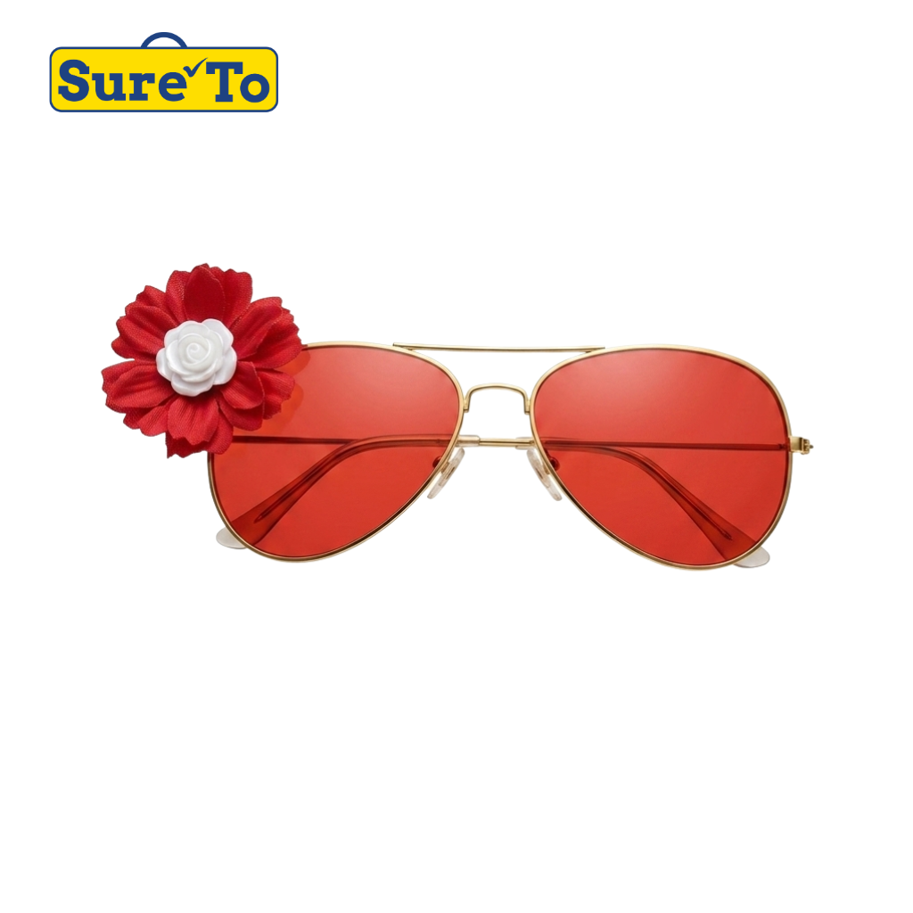 Red White Flower Sunglasess