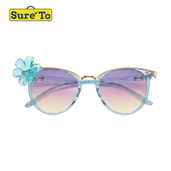 Blue Purple Sunglasses with Blue Side Flower