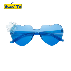 Blue Heart-Shaped Flower Sunglasses