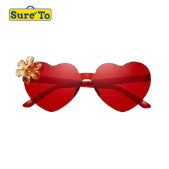 Red Heart Sunglasses with Yellow Side Flower