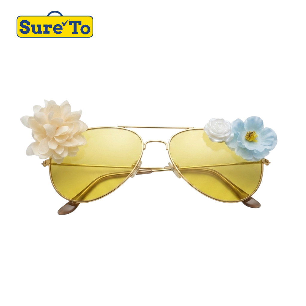 Two Side Flower Yellow Sunglasses