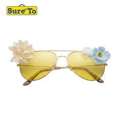 Two Side Flower Yellow Sunglasses