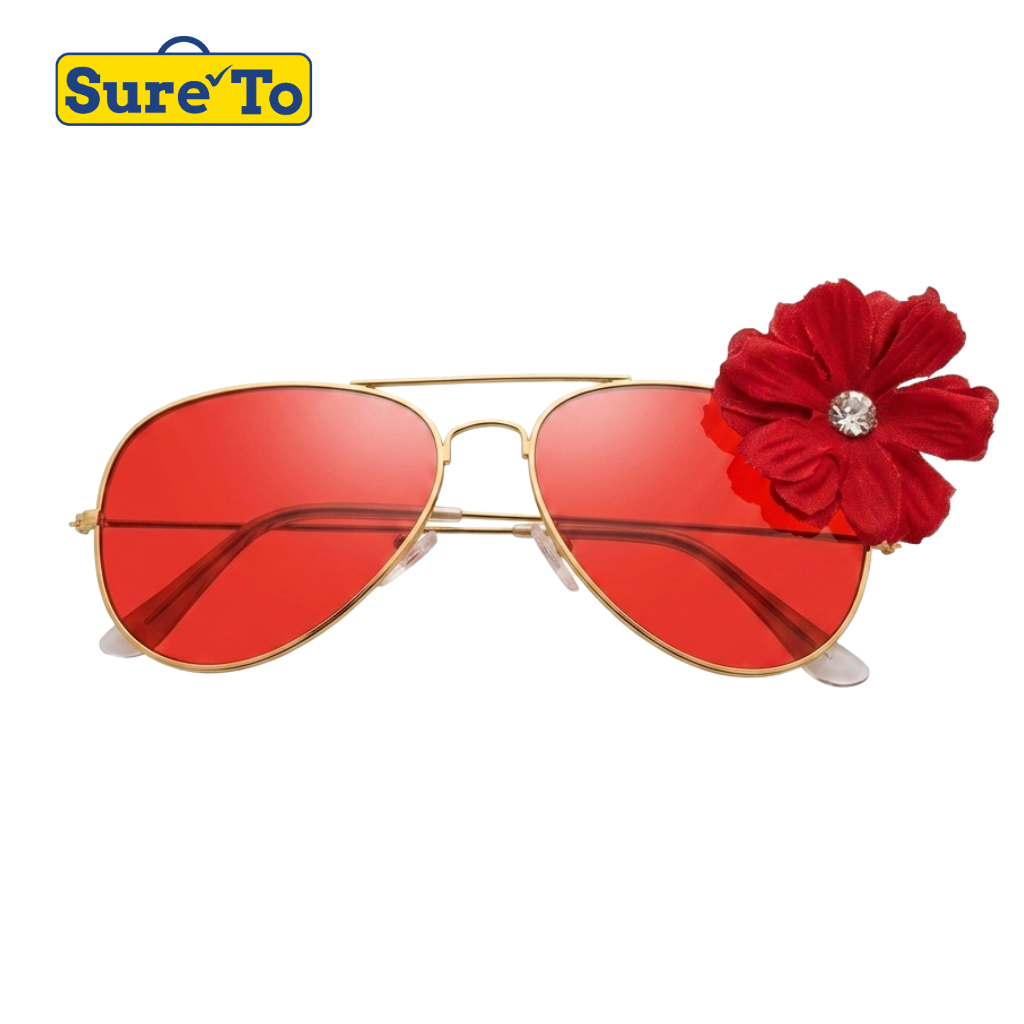 Red Sunglases with Red Side Flower