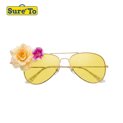 Yellow Sunglasses with 2 Side Flowers