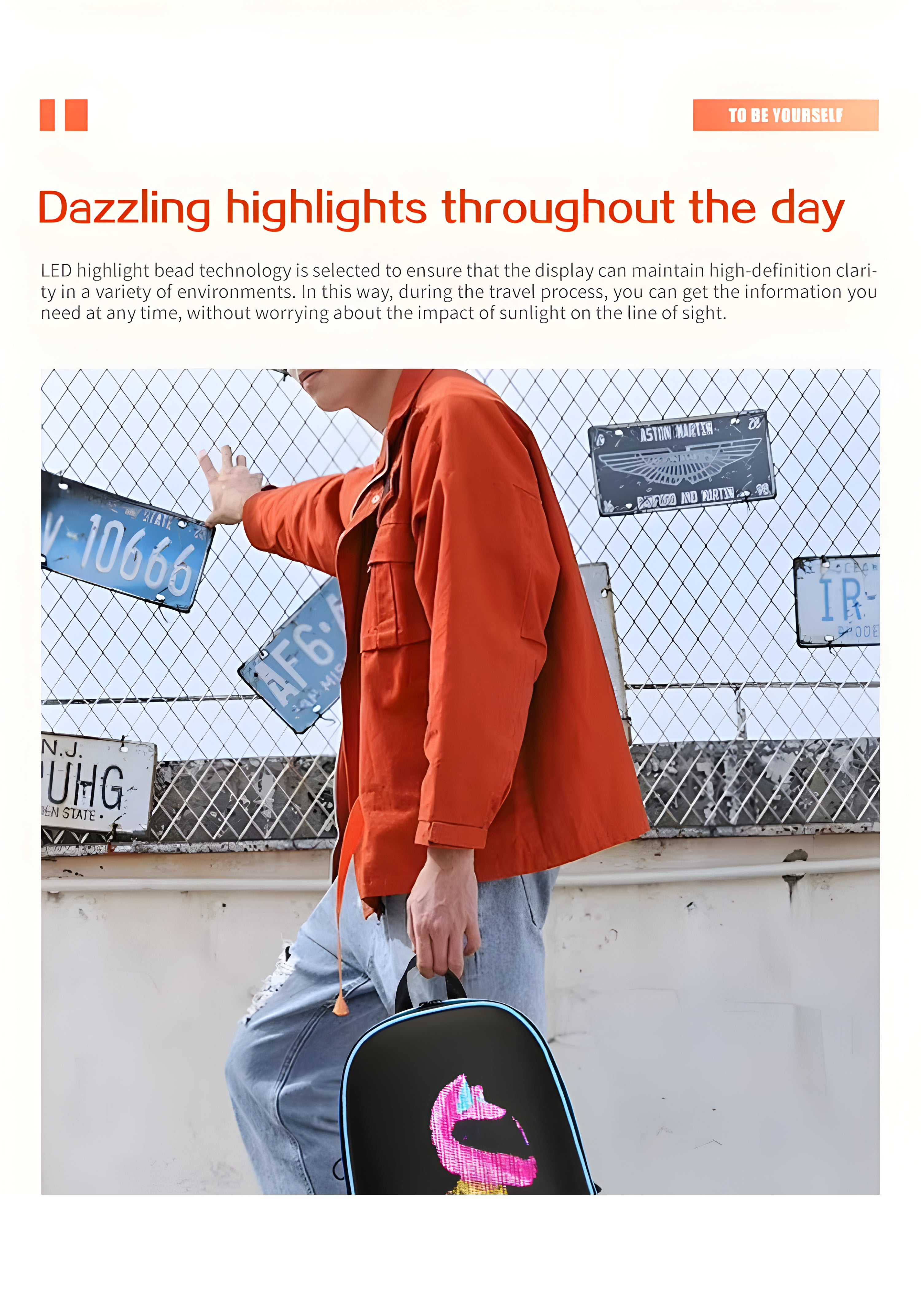 Sureto LED Bag Backpack Nylon Plain Black with Gold Hardware