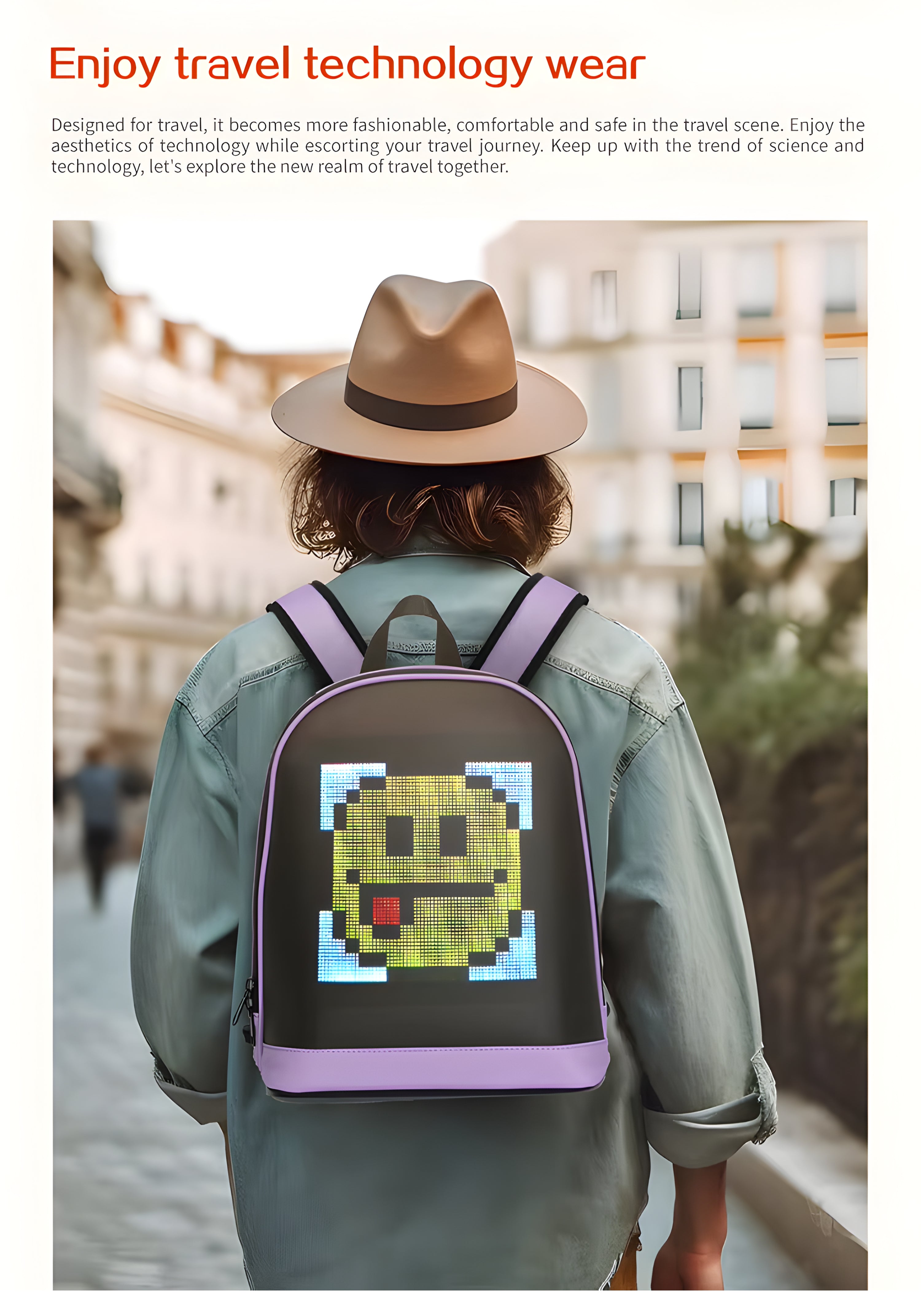 Sureto LED Bag Backpack Nylon Plain Black with Gold Hardware