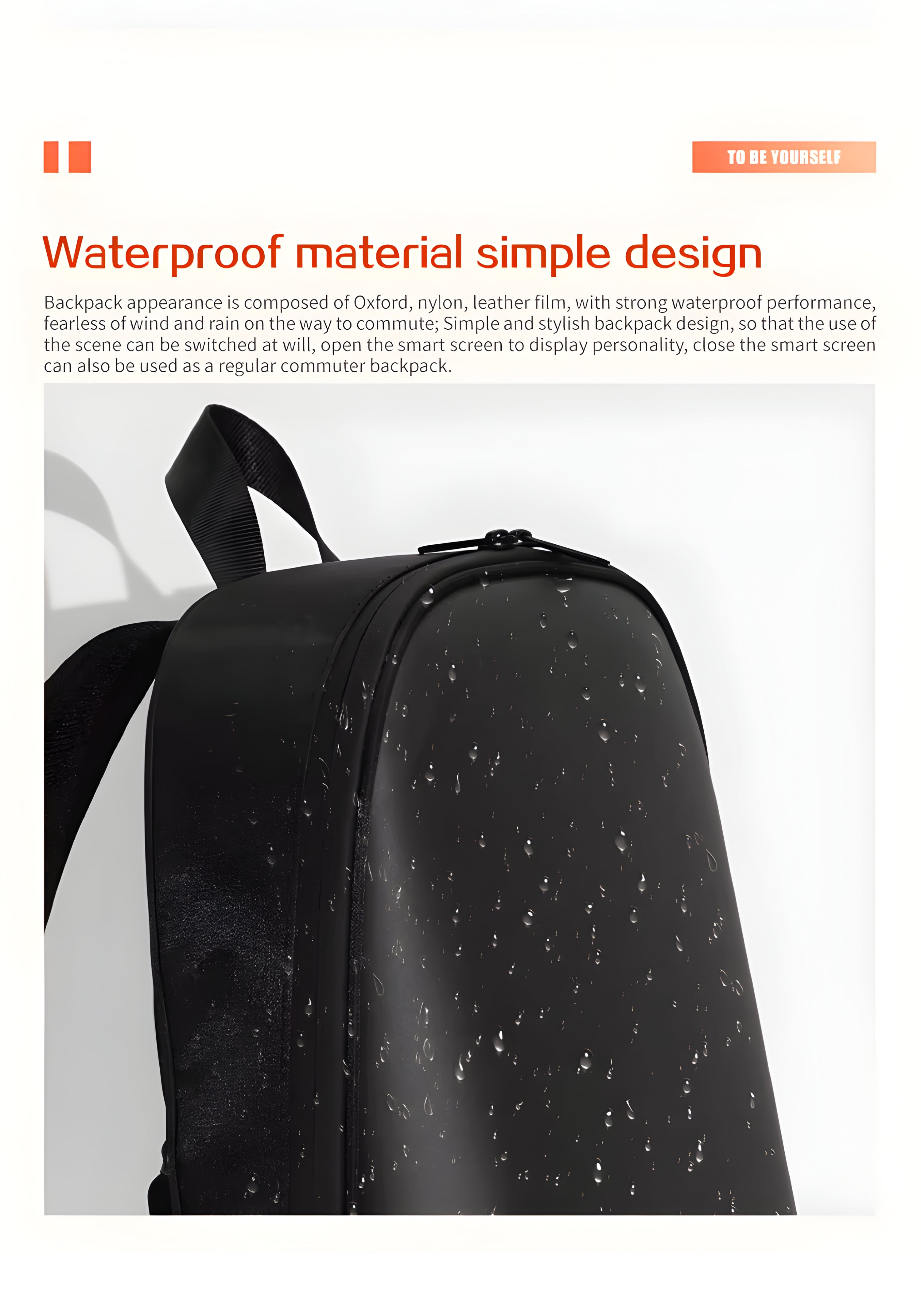 Sureto LED Bag Backpack Nylon Plain Black with Gold Hardware