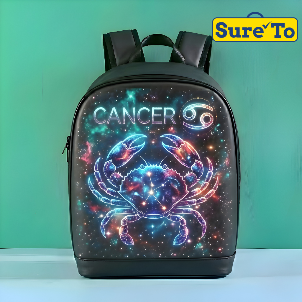 Sureto LED Backpack Medium Nylon Plain Black with Black Lining Shoulder Strap