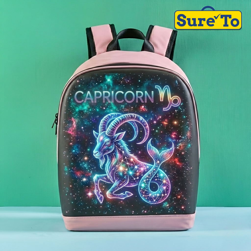 Sureto LED Bag Backpack Medium Nylon Pink and Black with Black Lining Shoudler Strap