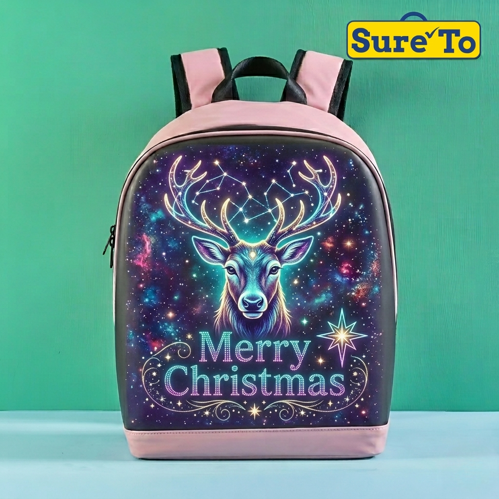 Sureto LED Bag Backpack Small Pink and Black with Black Lining Shoulder Strap Small