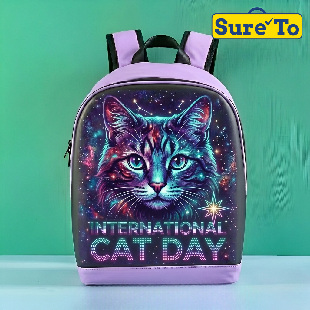 Sureto LED Bag Backpack Small Purple and Black with Black Lining Shoulder Strap Small