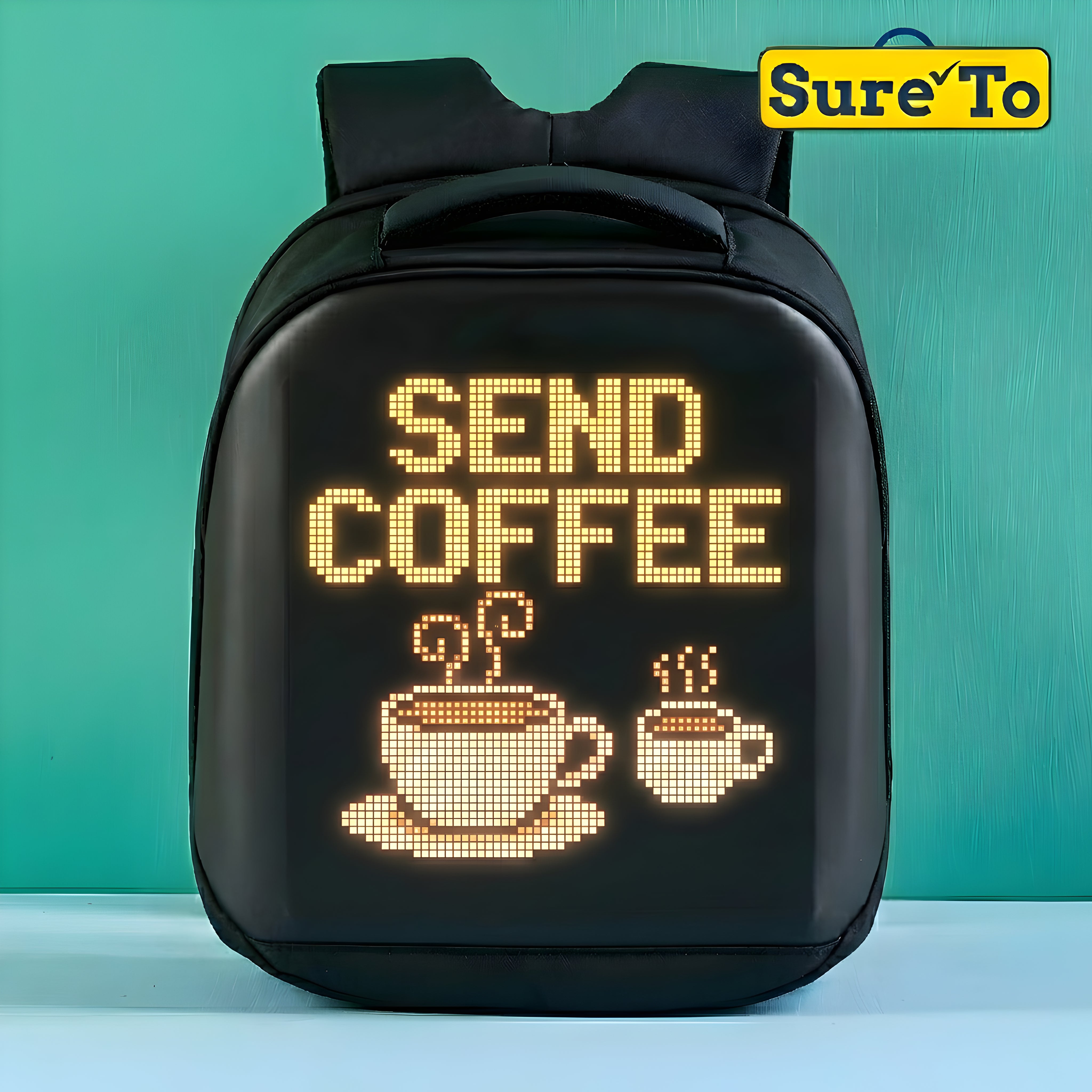 Sureto LED Backpack Nylon Plain Black T3