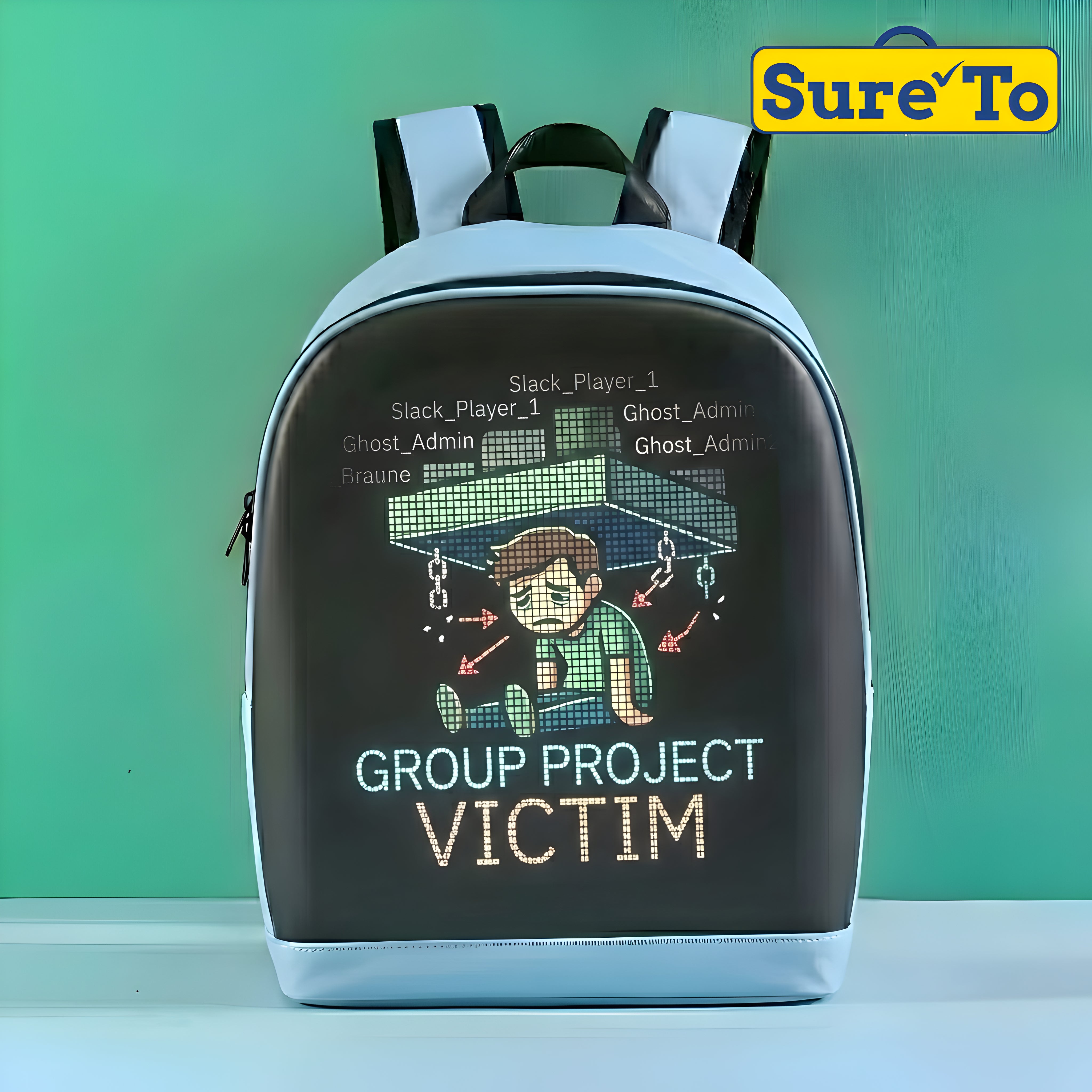 Sureto LED Backpack Medium Nylon Blue and Black with Black Lining Shoulder Strap
