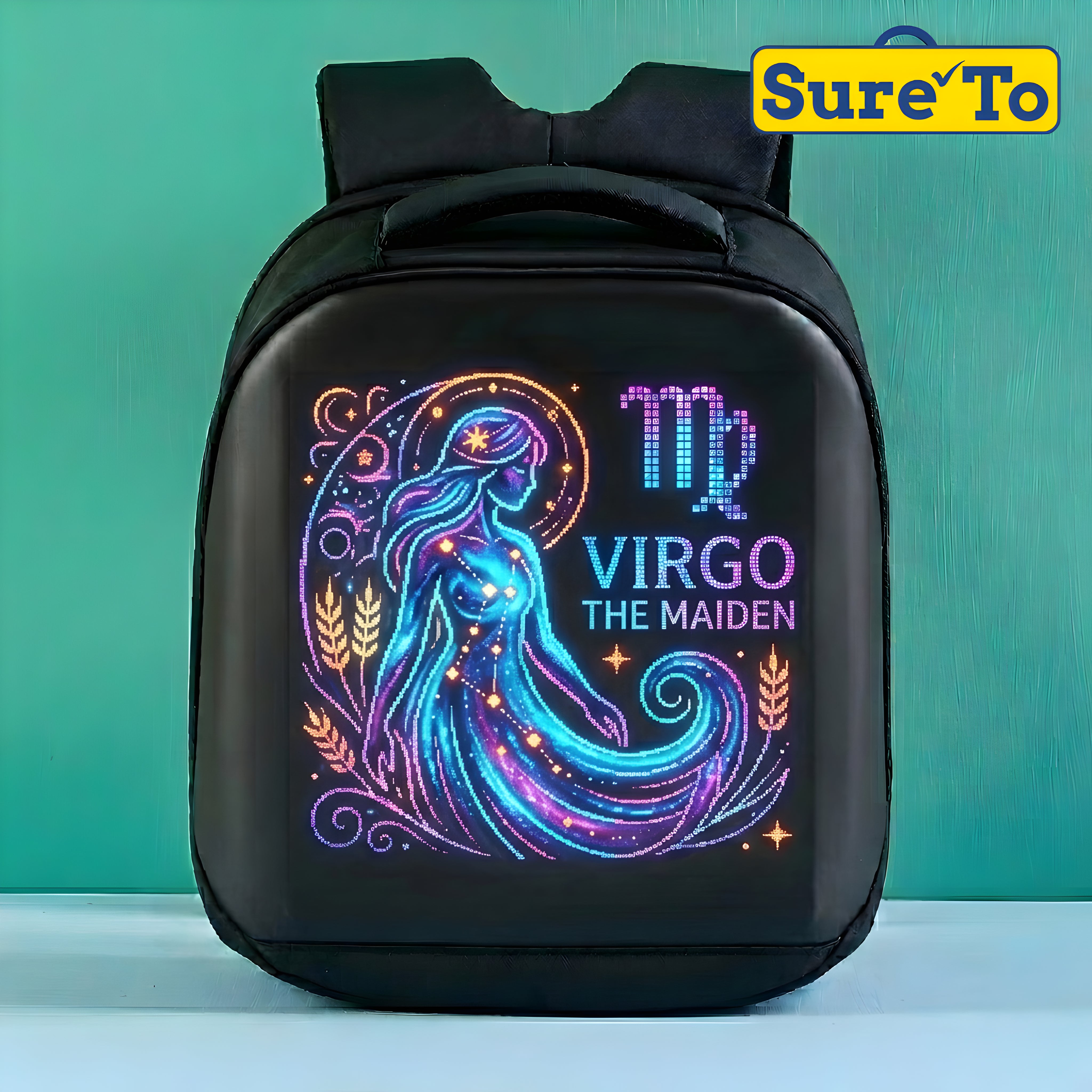 Sureto LED Backpack Nylon Plain Black T3