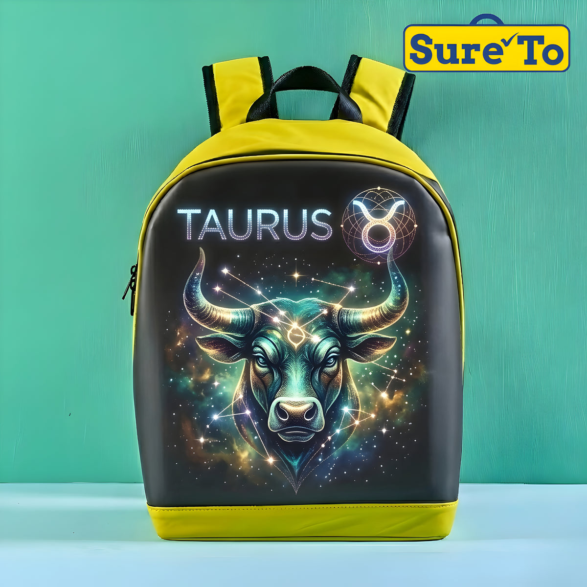 Sureto LED Bag Backpack Medium Nylon Neon Yellow with Black Lining Shoulder Strap
