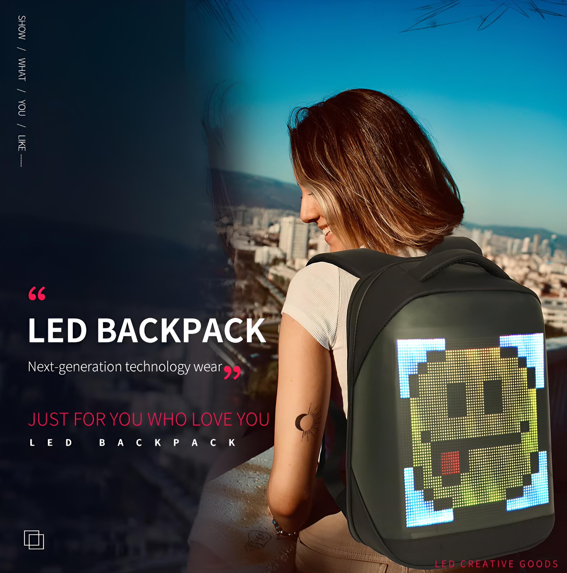 Sureto LED Bag Backpack Nylon Plain Black with Gold Hardware