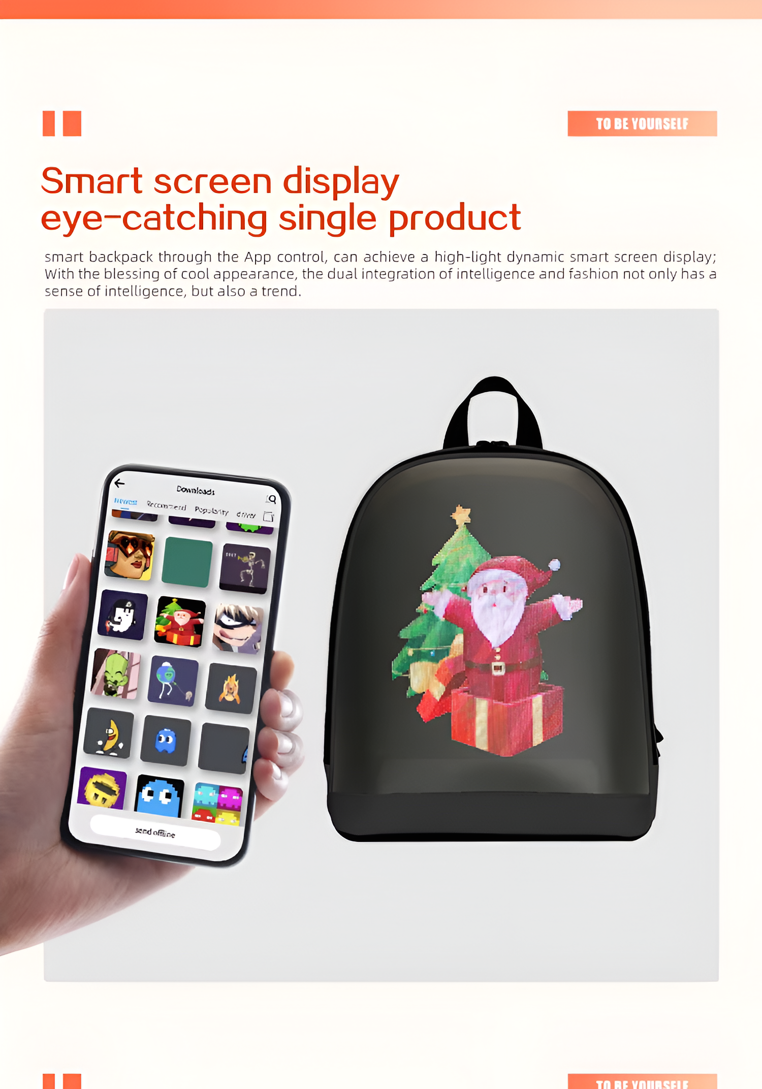 Sureto LED Bag Backpack Nylon Plain Black with Gold Hardware